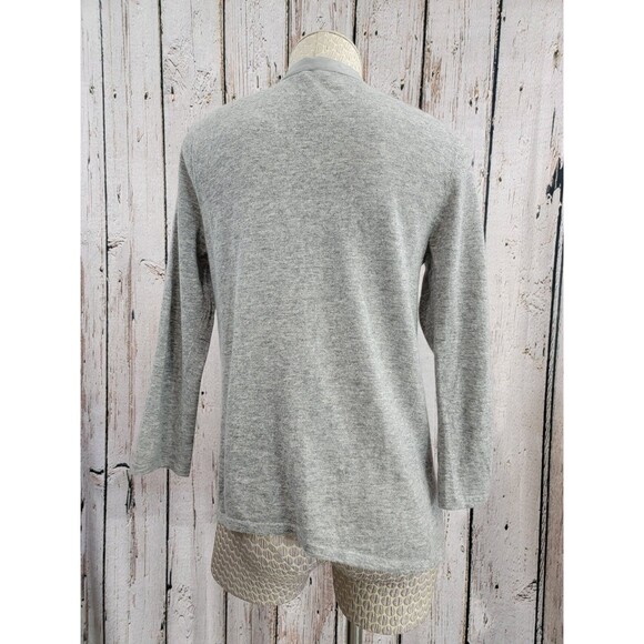 LM Women's Medium Magaschoni Heather Gray 3/4 Sleeve V-Neck Pullover Sweater EUC - Picture 4 of 9